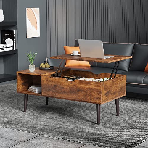 Lift Top Coffee Table with Storage Shelf and Hidden Compartment N98913
