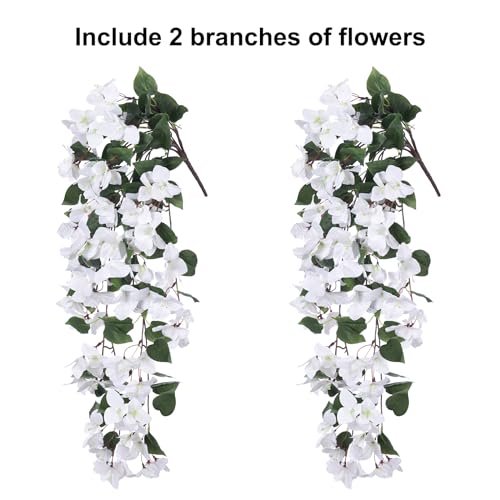 2 PCS Artificial Hanging Bougainvillea Flowers, UV Resistance Fabric Vine (Hotpink) X77655