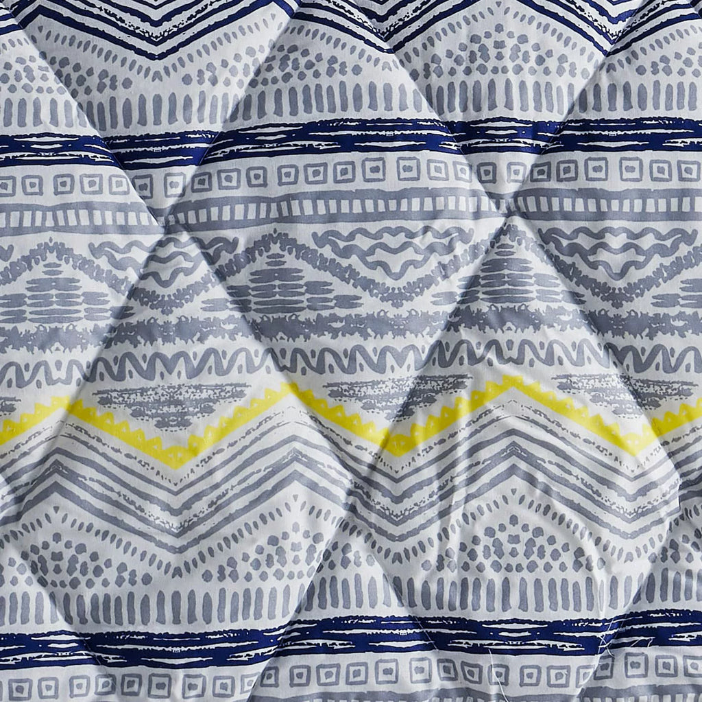 Blue & Yellow Geometric Cotton 9 Piece Bed in a Bag Comforter Set A1362