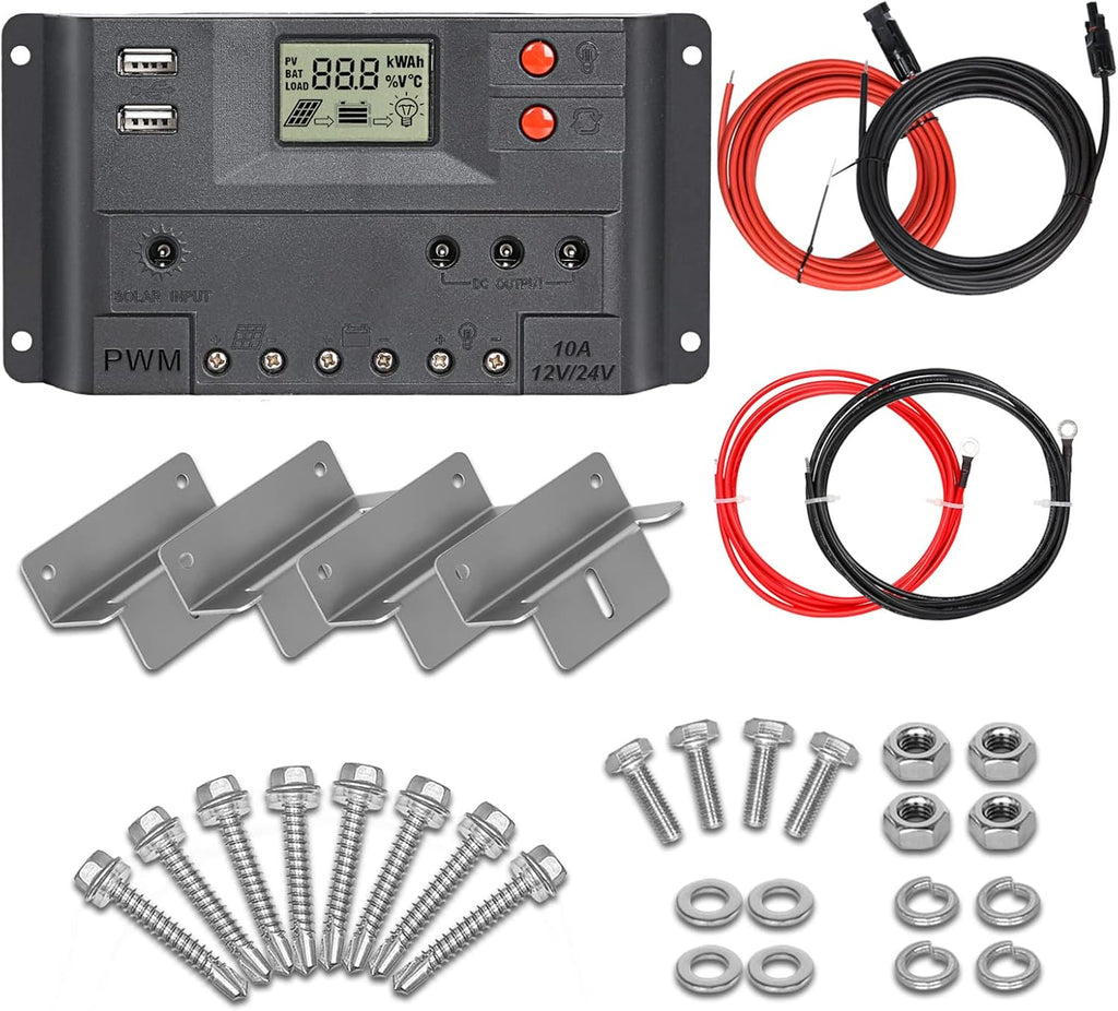 12 Volt 100 Watt Monocrystalline Solar Panel Starter Kit Z65608
