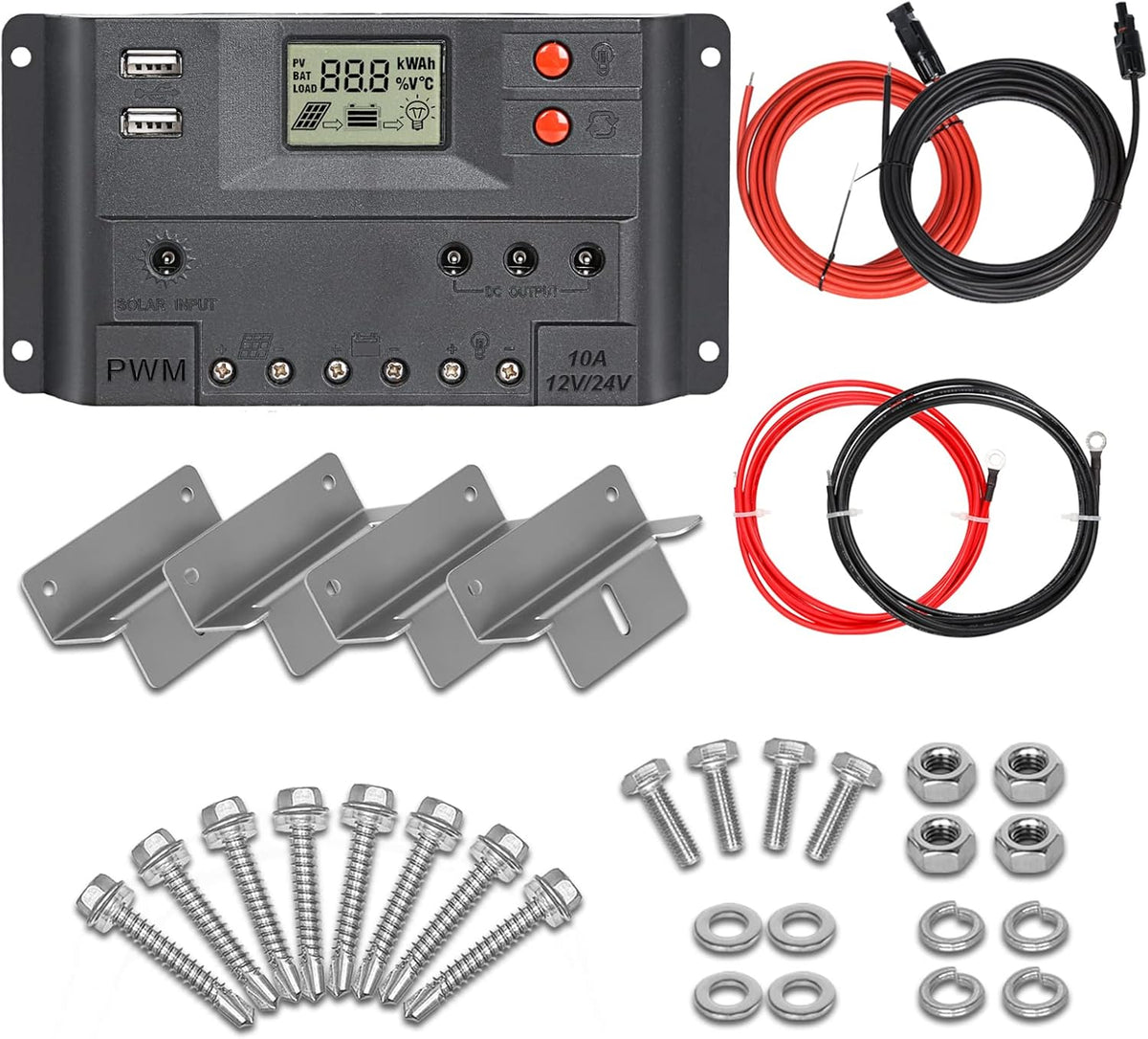 12 Volt 100 Watt Monocrystalline Solar Panel Starter Kit Z65608