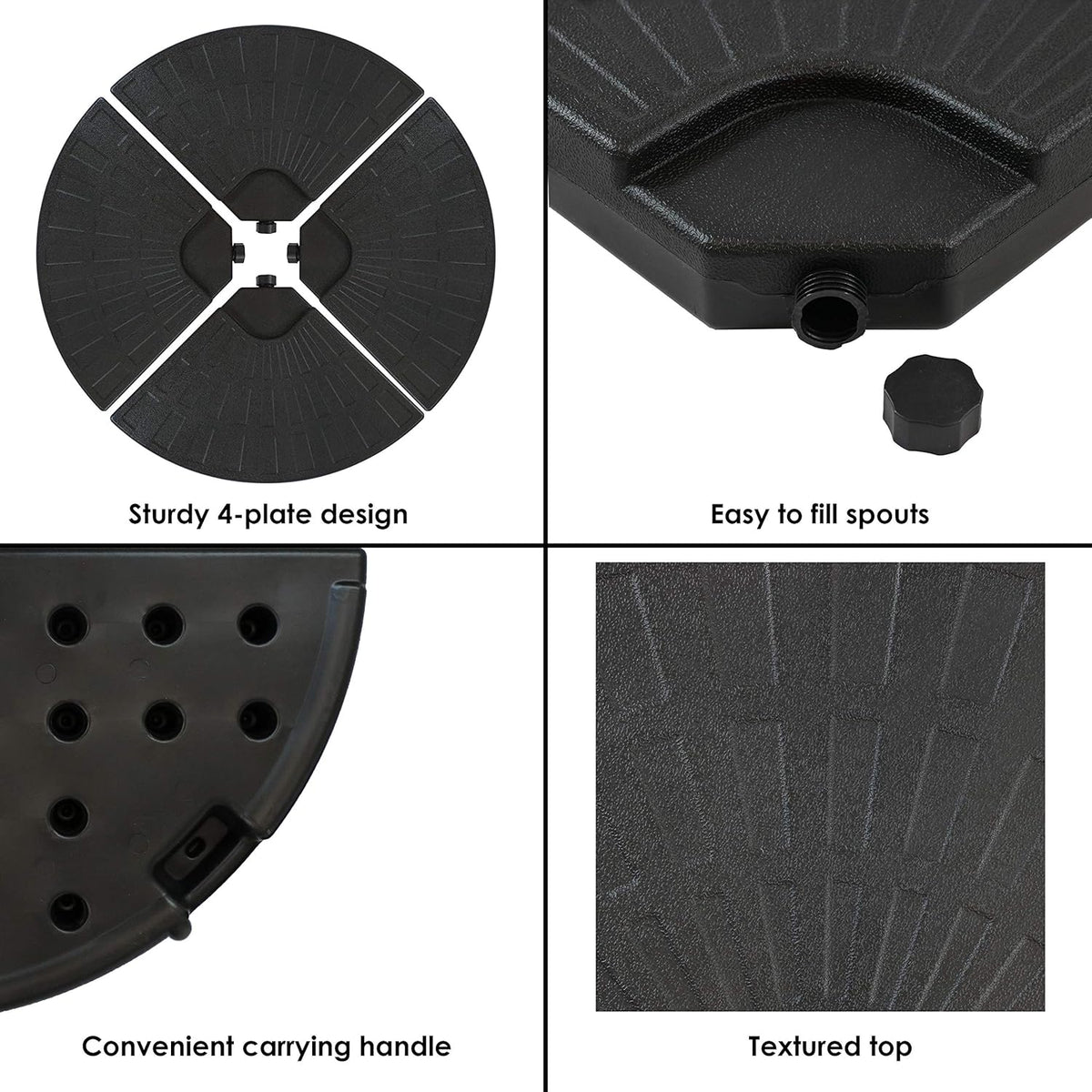 4-Piece Heavy-Duty Cantilever Offset Patio Umbrella Base Plates Black T985564