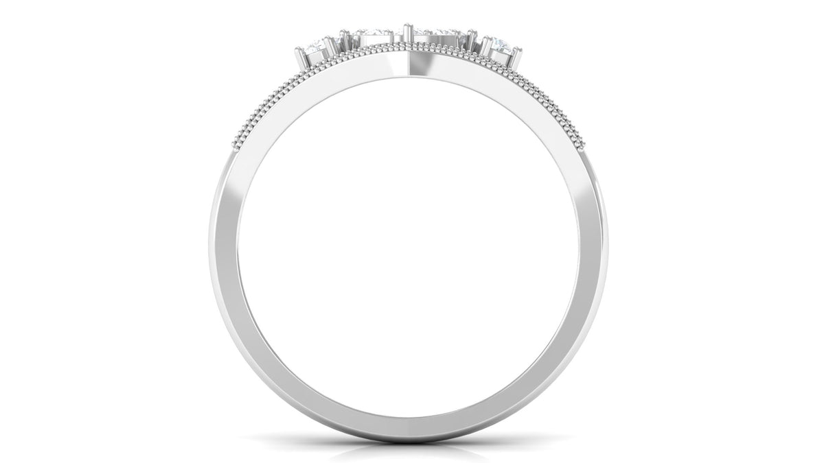 Moissanite Art Deco Engagement Ring, 0.75 CT, 925 Sterling Silver, US 4.00 Z727211