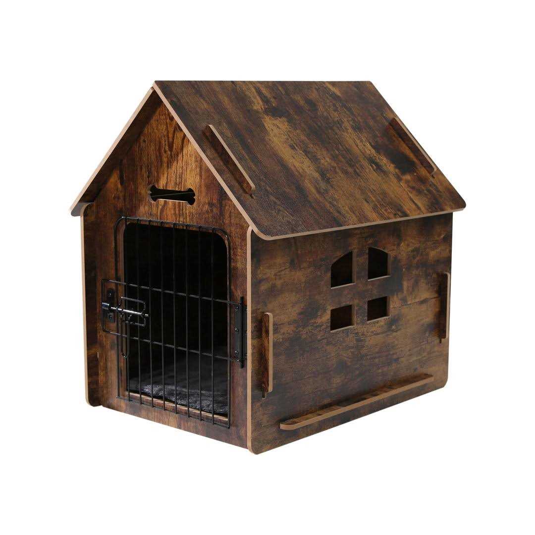 Wooden Pet House with Roof Removable Mat Lockable Door A66900