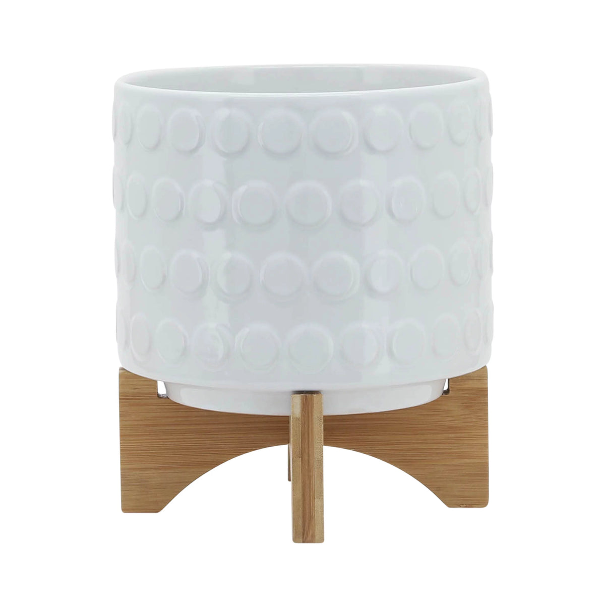 White Ceramic Round Planter B417567