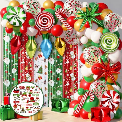 150 PCS Christmas Foil Fringe Curtains Balloons Garland Arch Kit U48868