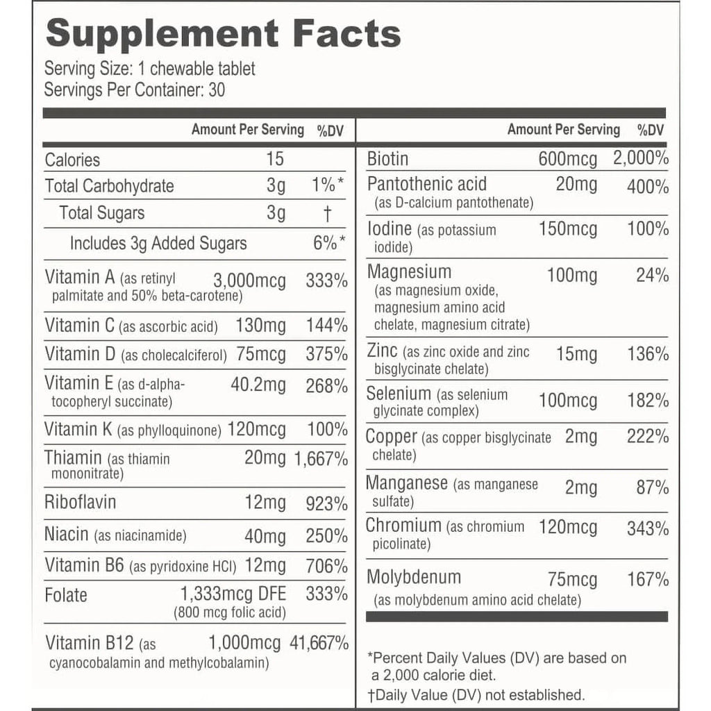 Chewable Bariatric Multivitamin Calcium Citrate 1-Month Supply M476