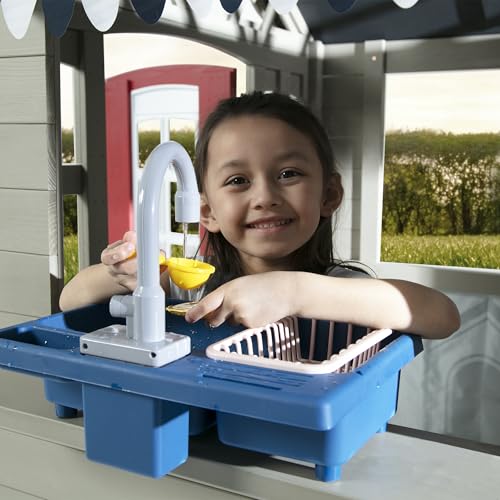 Wooden Cedar Playhouse with Play Sink and Picnic Table V553348