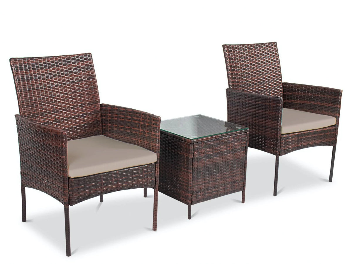 3 Piece Patio Rattan Furniture Set Beige C113