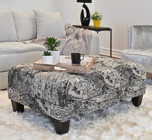 Turkish Charcoal Fabric Oversized Ottoman Z64731