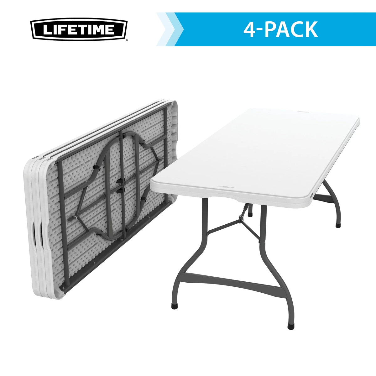 White Granite Set of 4 Rectangle Folding Table O79352