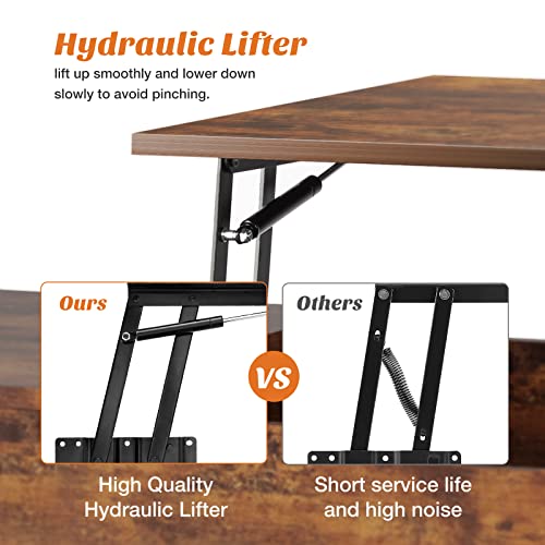 Lift Top Coffee Table with Storage Shelf and Hidden Compartment N98913