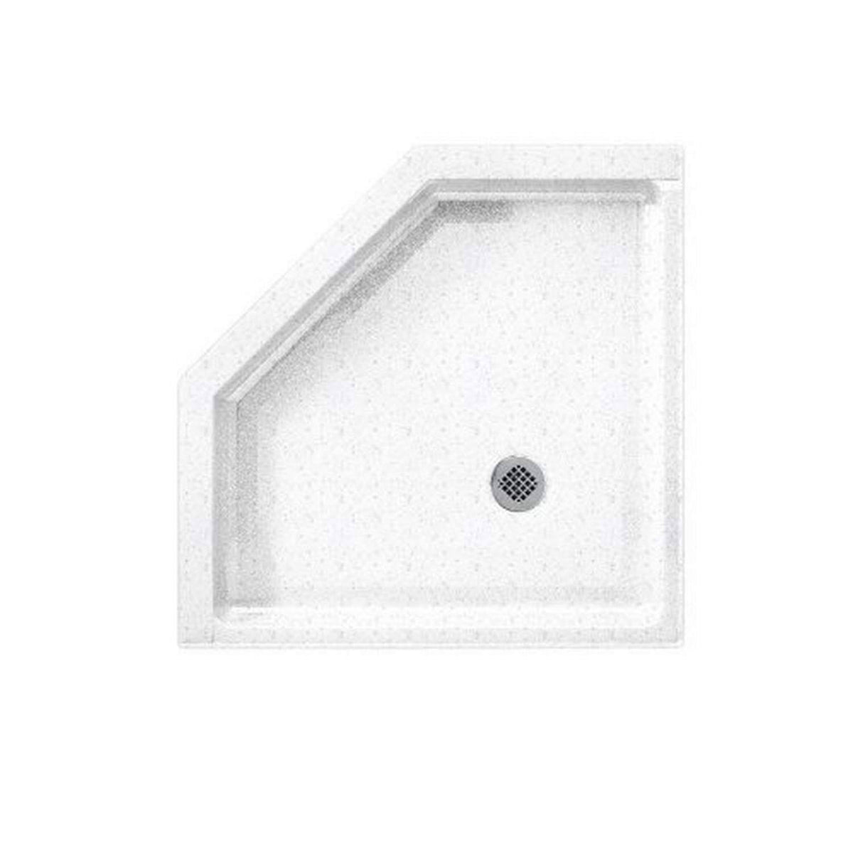 Solid Surface Neo-Angle Shower Base, 36-in L x 36-in H x 5.5-in H, Arctic Granite O4956