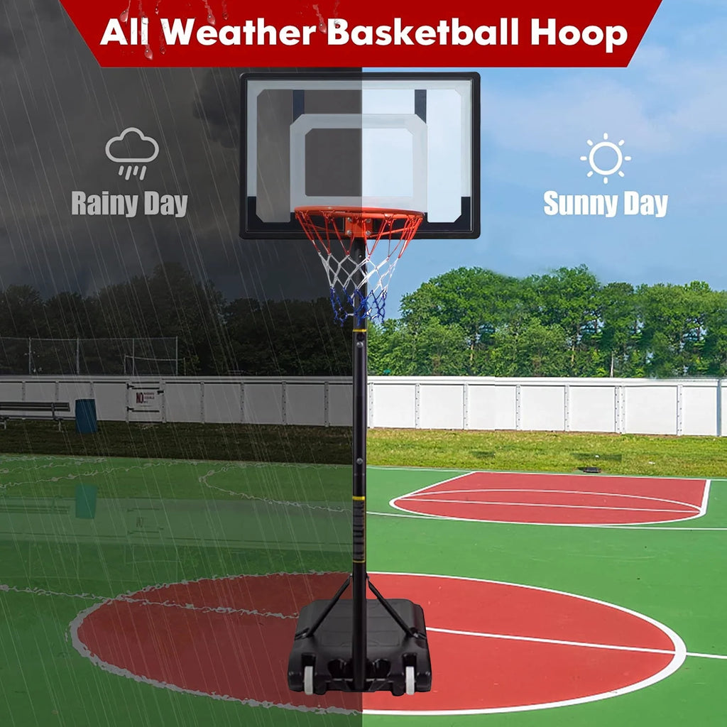 Basketball Hoop with 60''- 84'' Adjustable Height Portable with Stand & Backboard Wheels C71694