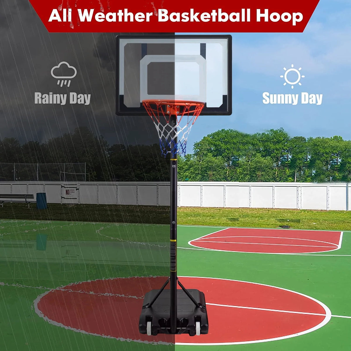 Basketball Hoop with 60''- 84'' Adjustable Height Portable with Stand & Backboard Wheels C71694