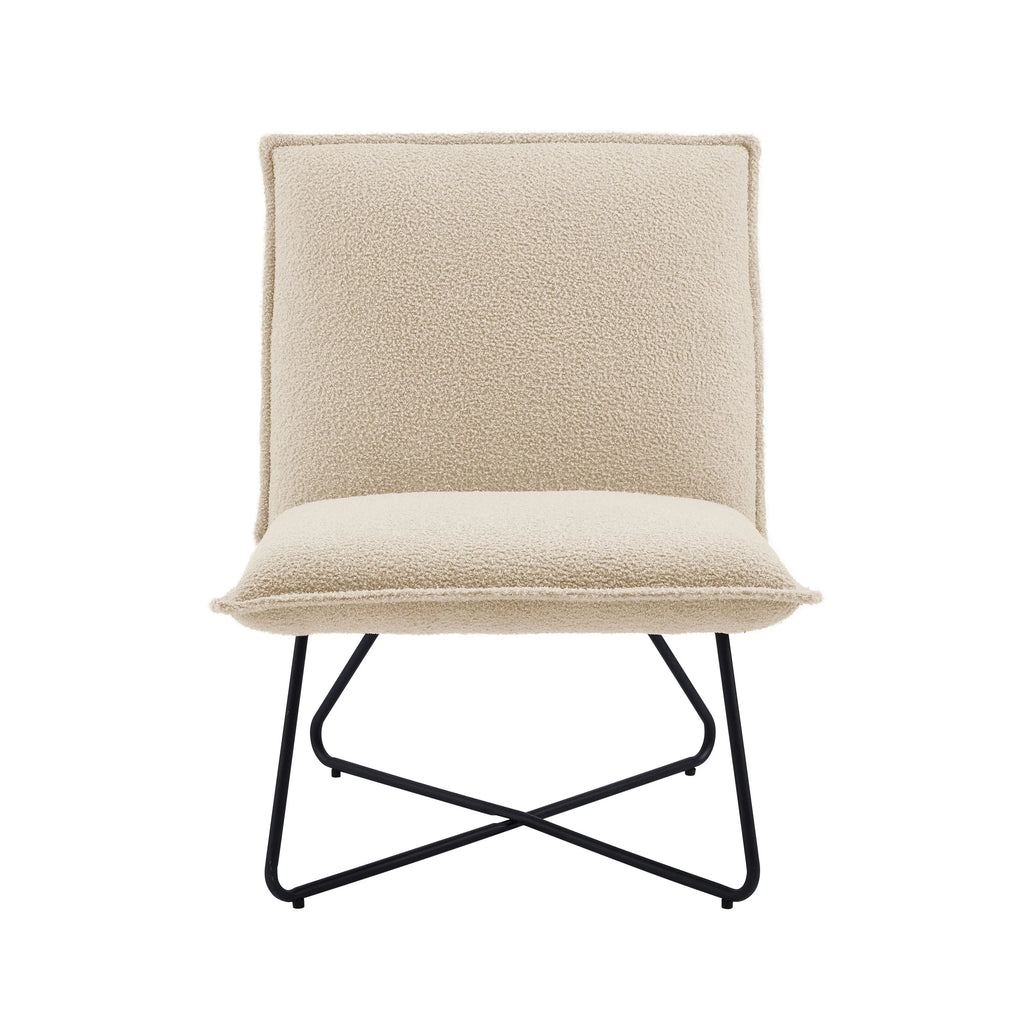 Beige Sherpa Accent Chair with Black Metal Legs K9135