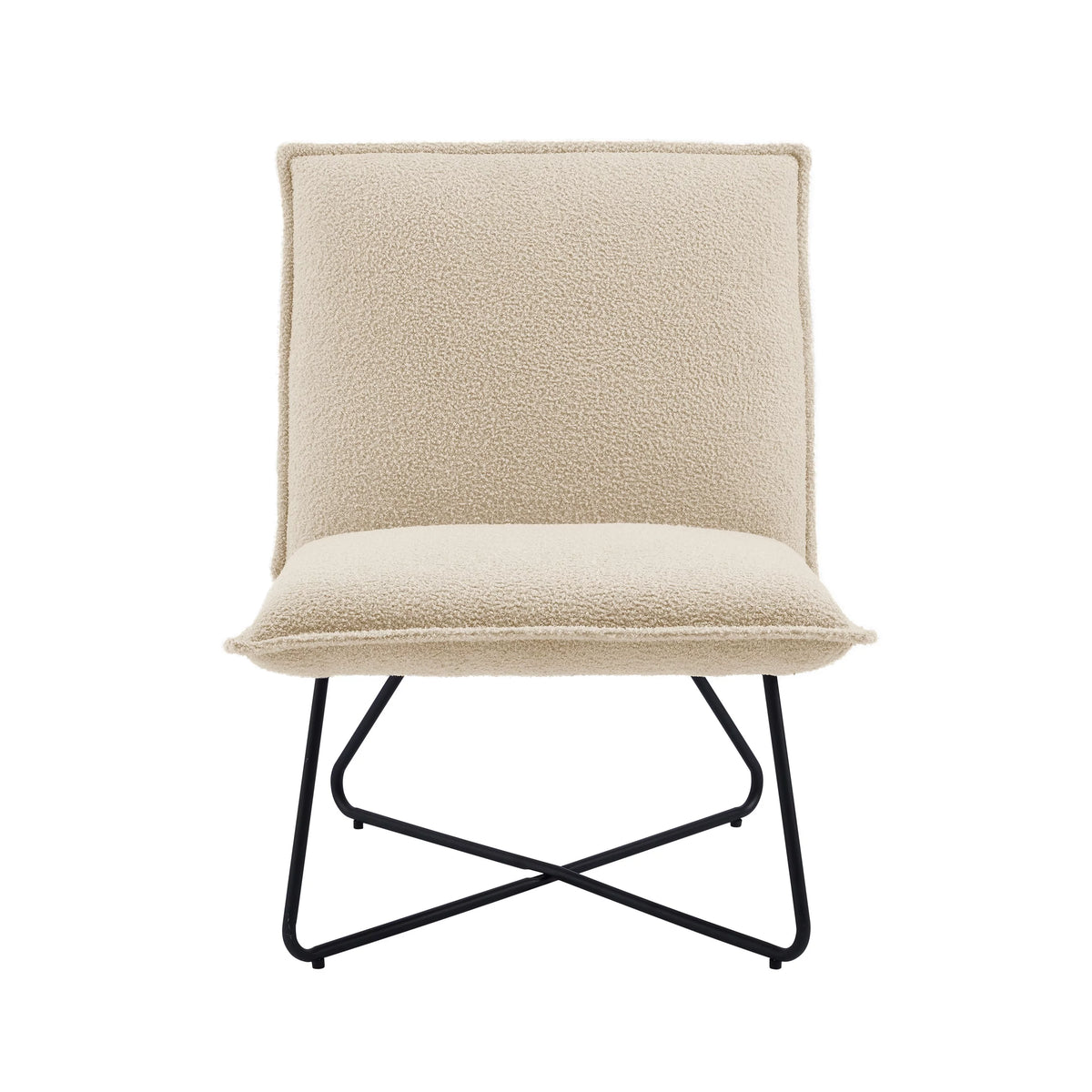 Beige Sherpa Accent Chair with Black Metal Legs K9135