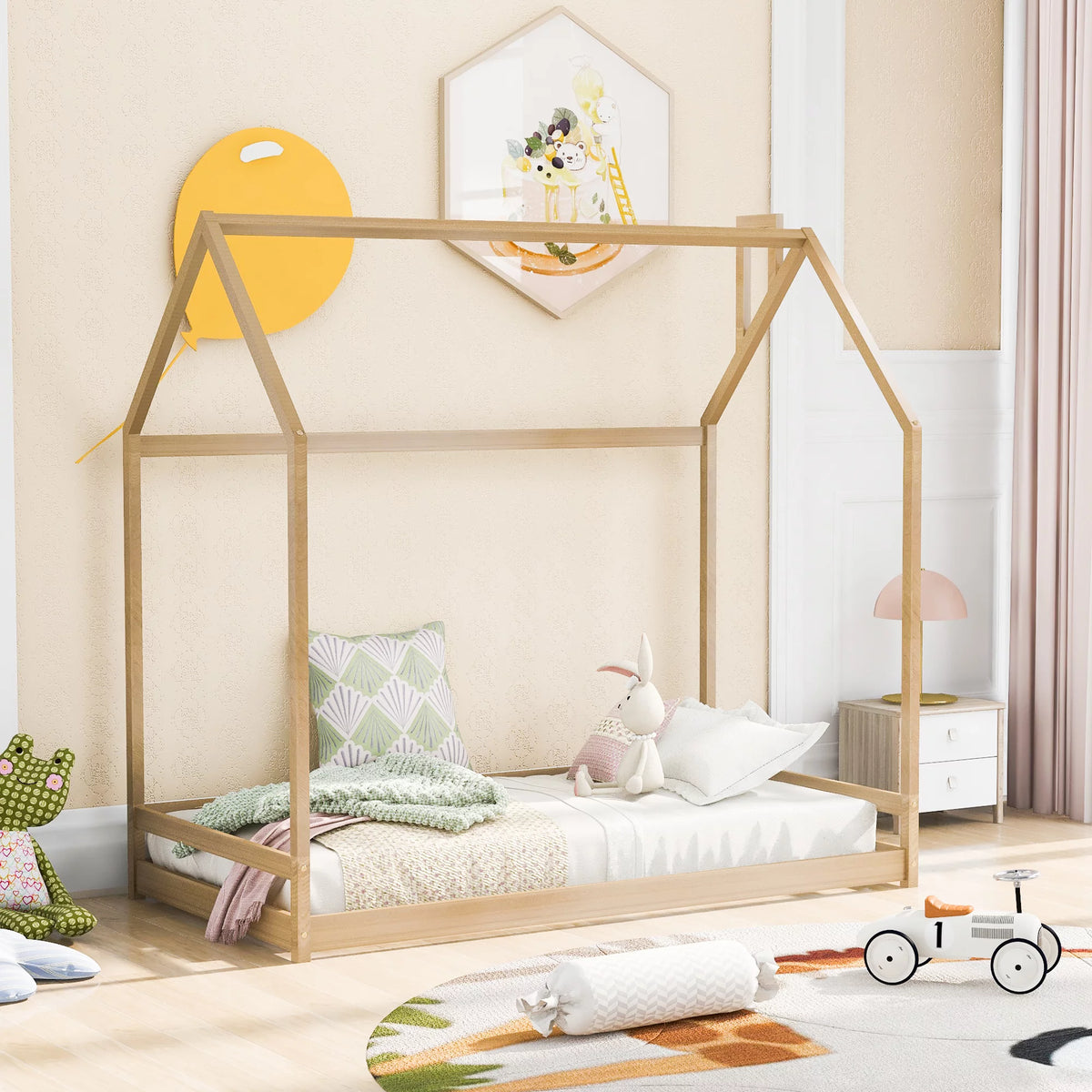 Twin Size Wood House Bed N3117