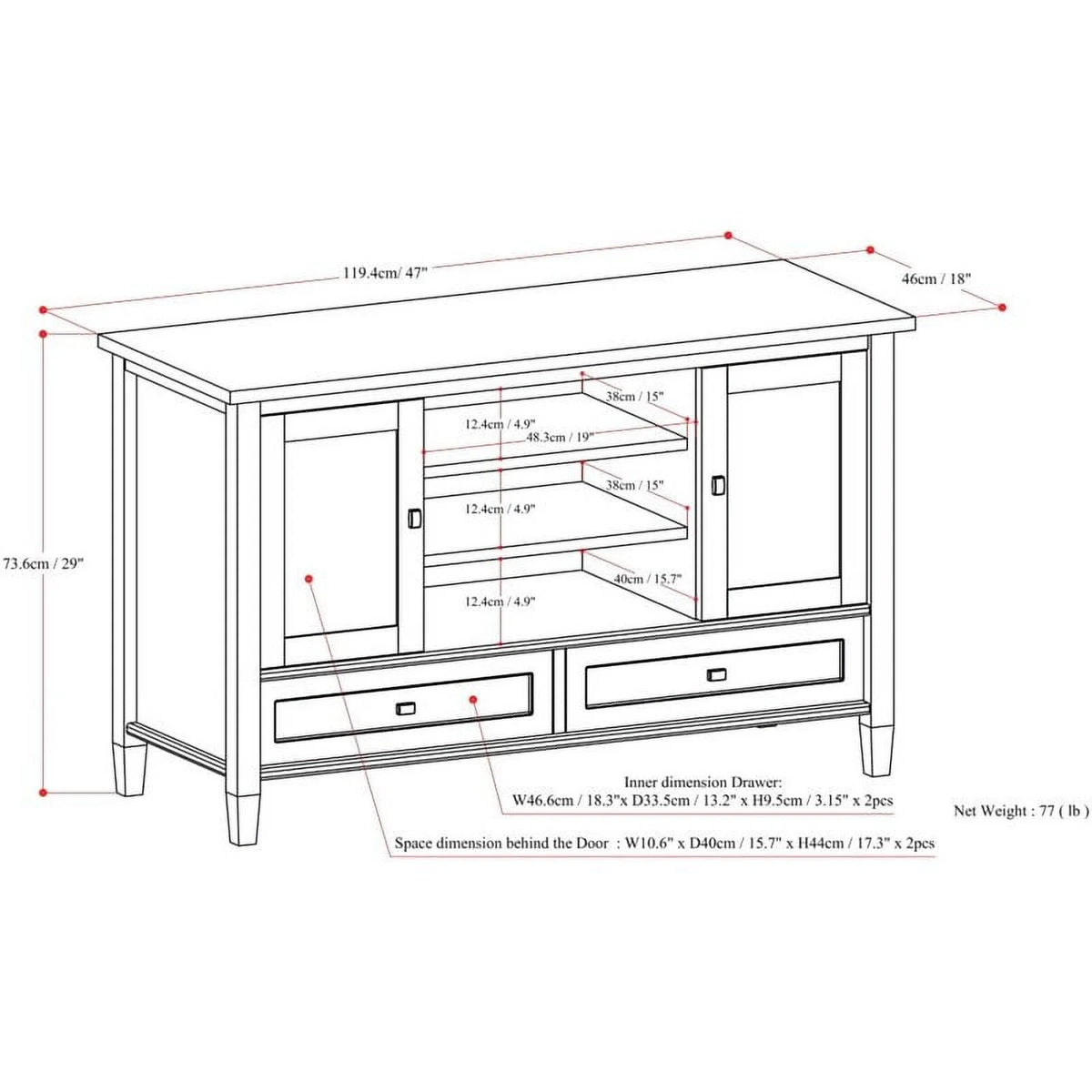 Rustic Wood TV Media Stand W89634