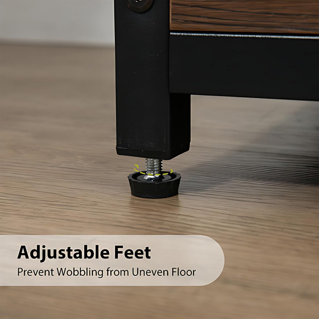 Tall Bookshelf with File Cabinet Drawers, Standing Shelf Units with Storage, Wooden Bookshelves, Vintage Brown L360082