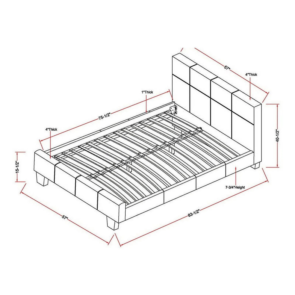 Espresso Faux Leather Full Platform Bed Q885