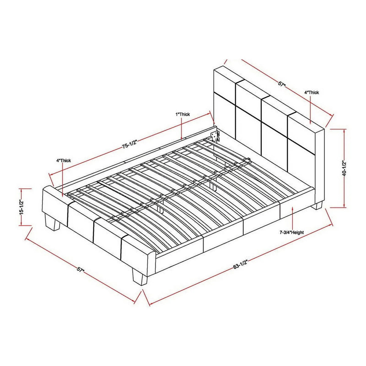 Espresso Faux Leather Full Platform Bed Q885