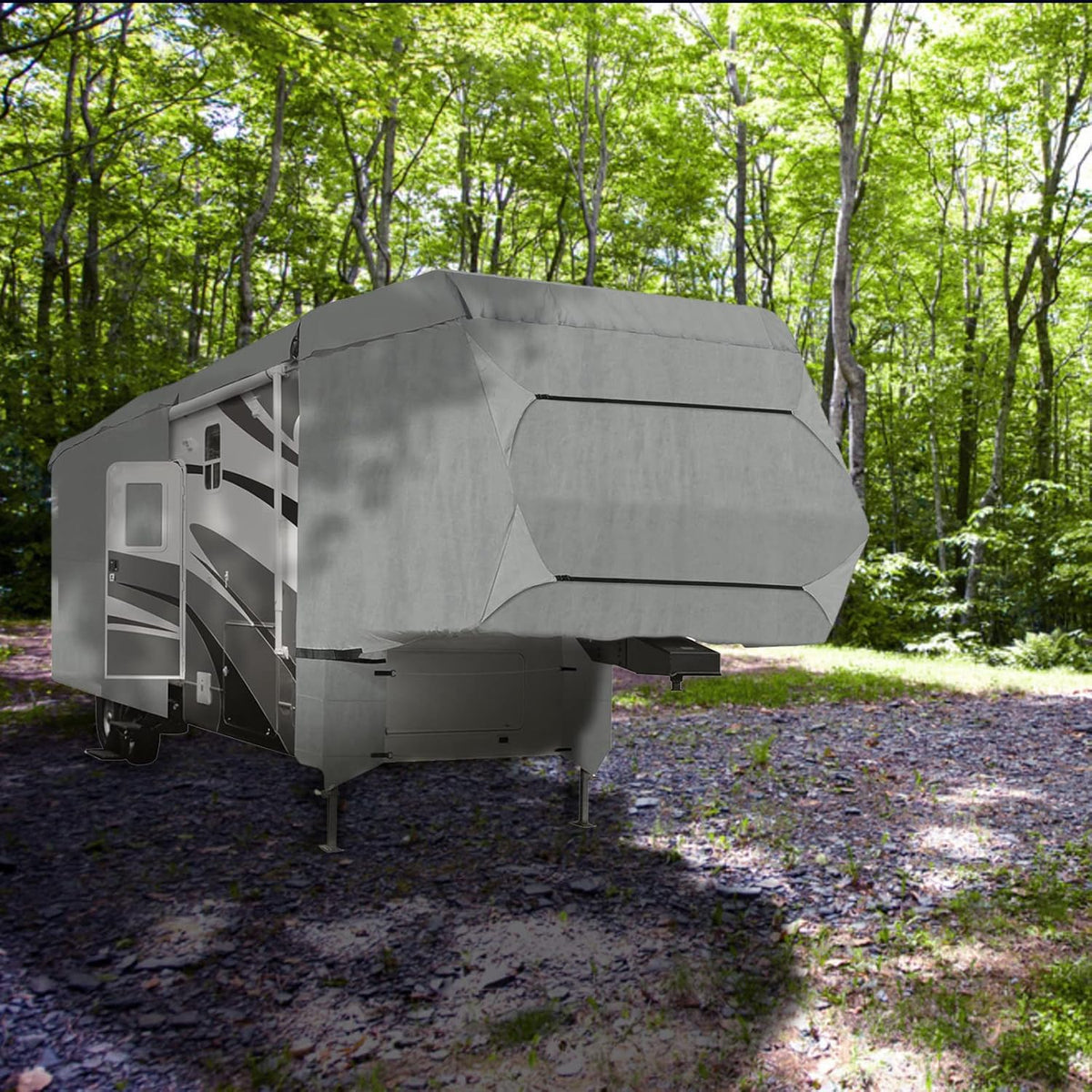 4-Layer 5th Wheel RV Travel Trailer Cover 26'-29'L with Zipper Access D81660