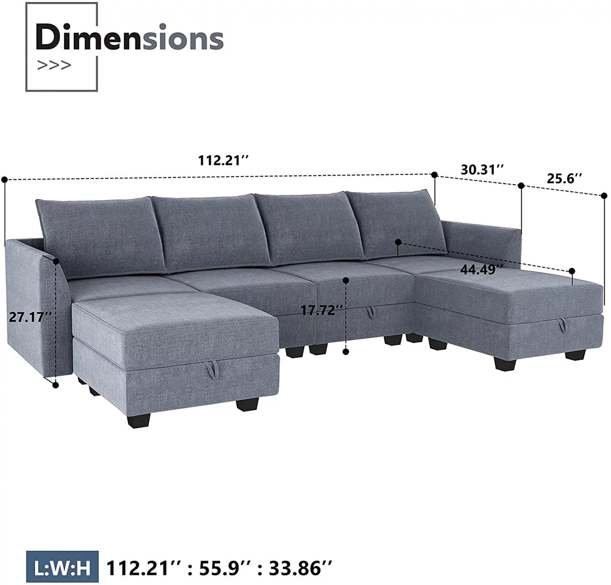 Bluish Grey Sectional Sofa T30586