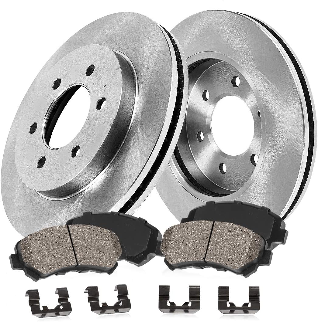 291 mm 6 Lug Brake Disc Rotors + Ceramic Brake Pads + Clips A5611