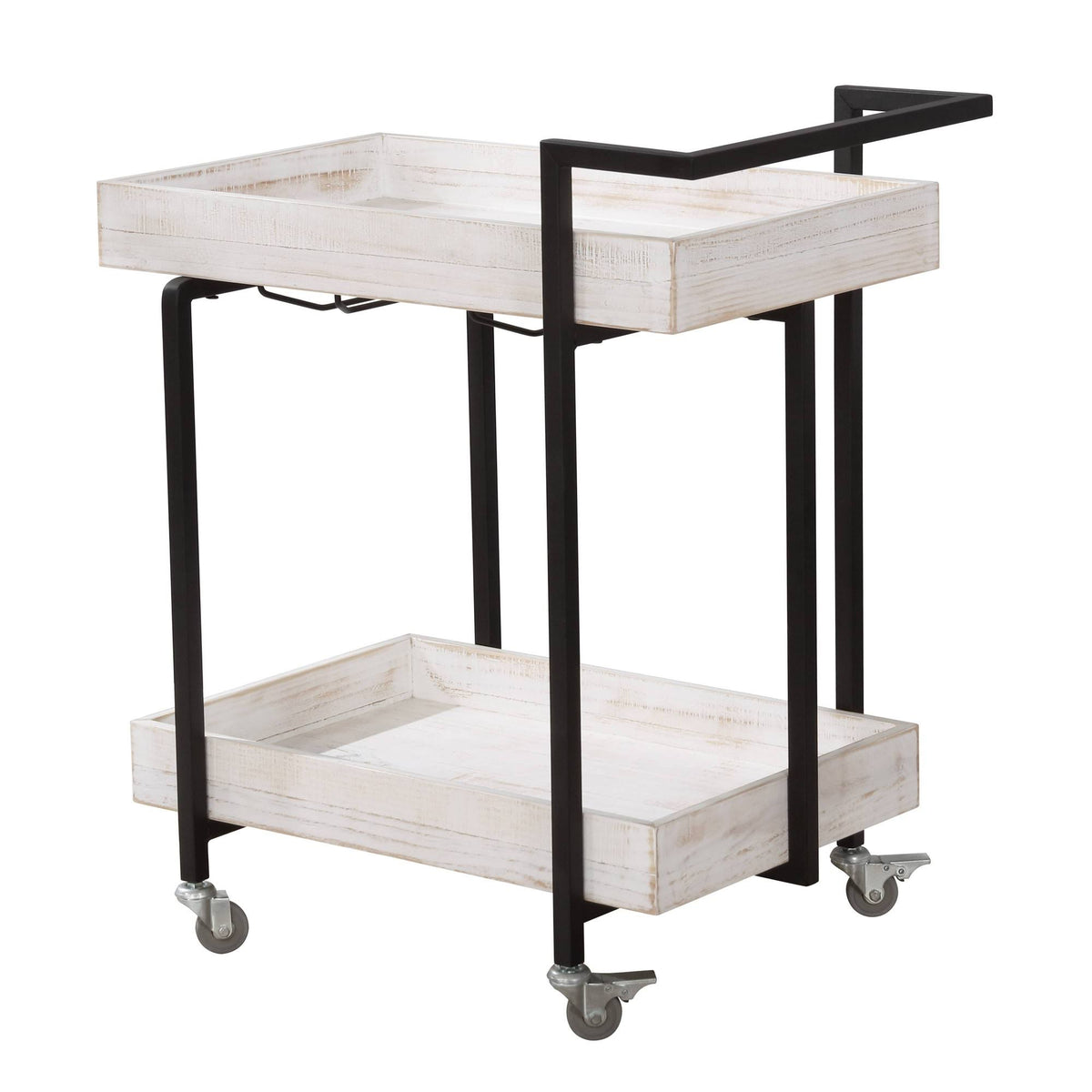 Antique White/Black 2 Shelf Serving Cart J1043