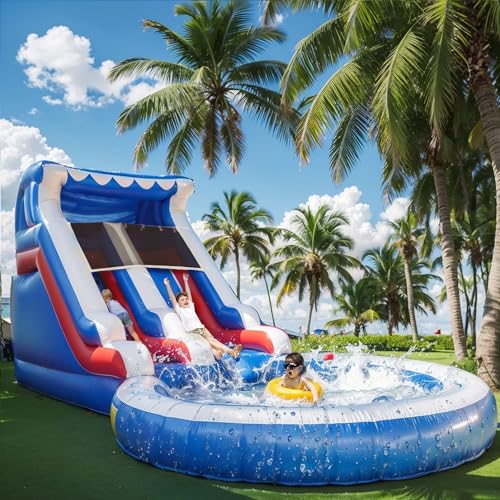 20FT Inflatable Water Slide with Climbing Ladder and Splash Pool E8977