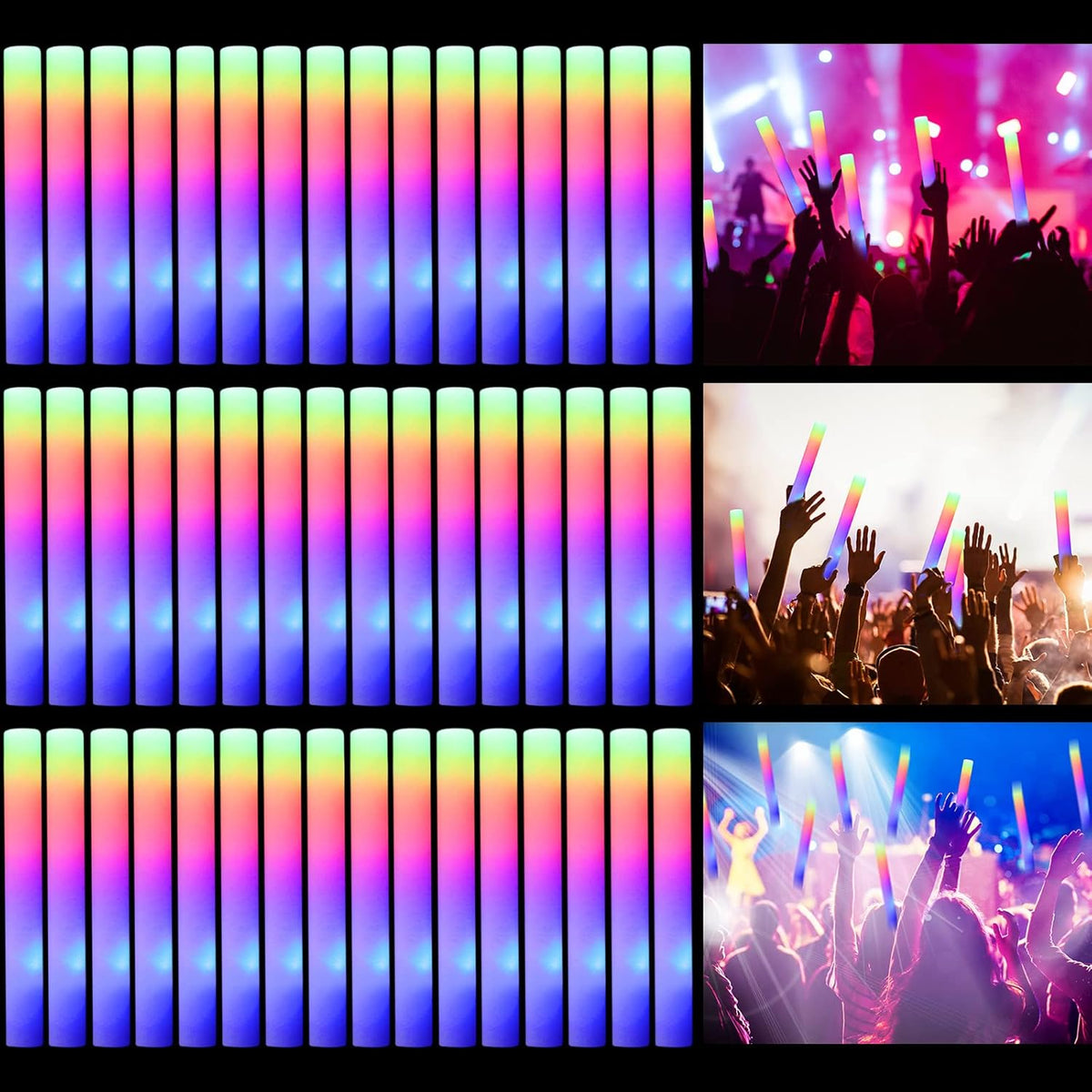 220 Pieces LED Light up Foam Sticks Colorful Flashing Glow Stick with 3 Modes Y25768