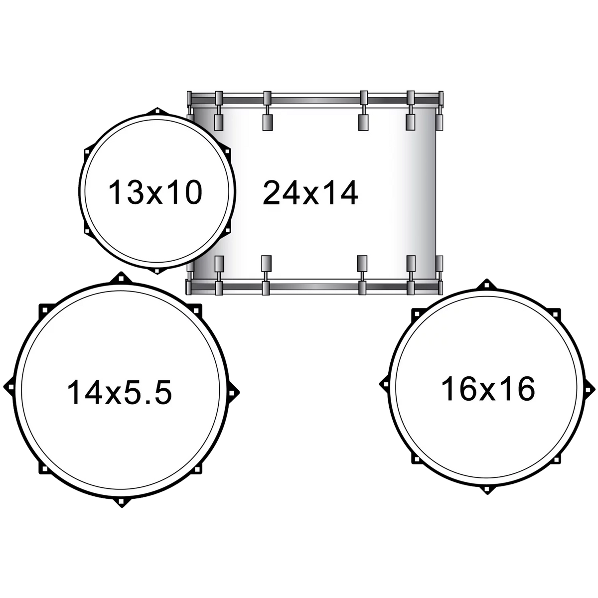 4-Piece Drum Shell Pack with 24" Bass Drum, White Oyster Z1773