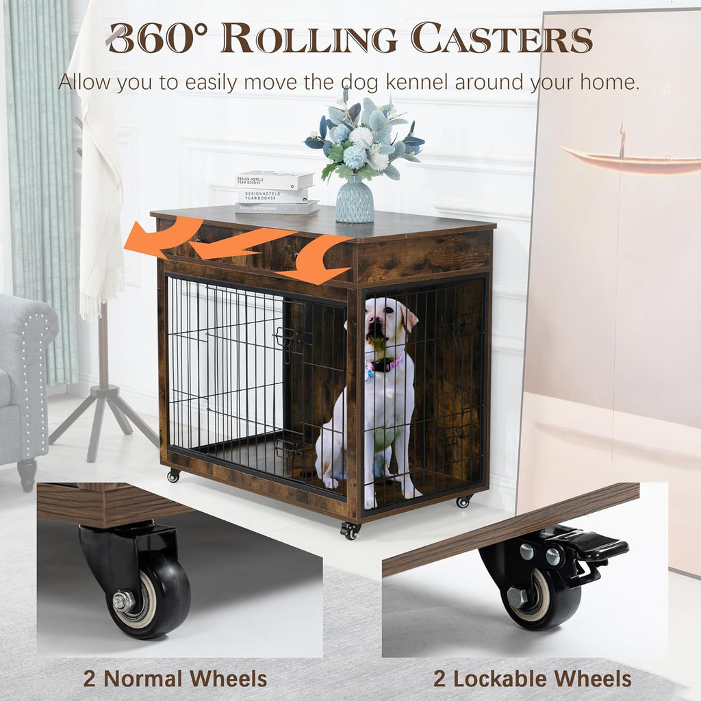 Brown Wooden Cabinet Crate with Storage Drawer and 2 Doors R96685