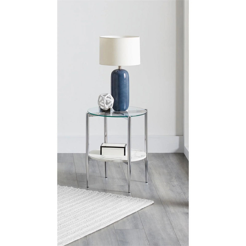 Round Glass Top End Table F81558