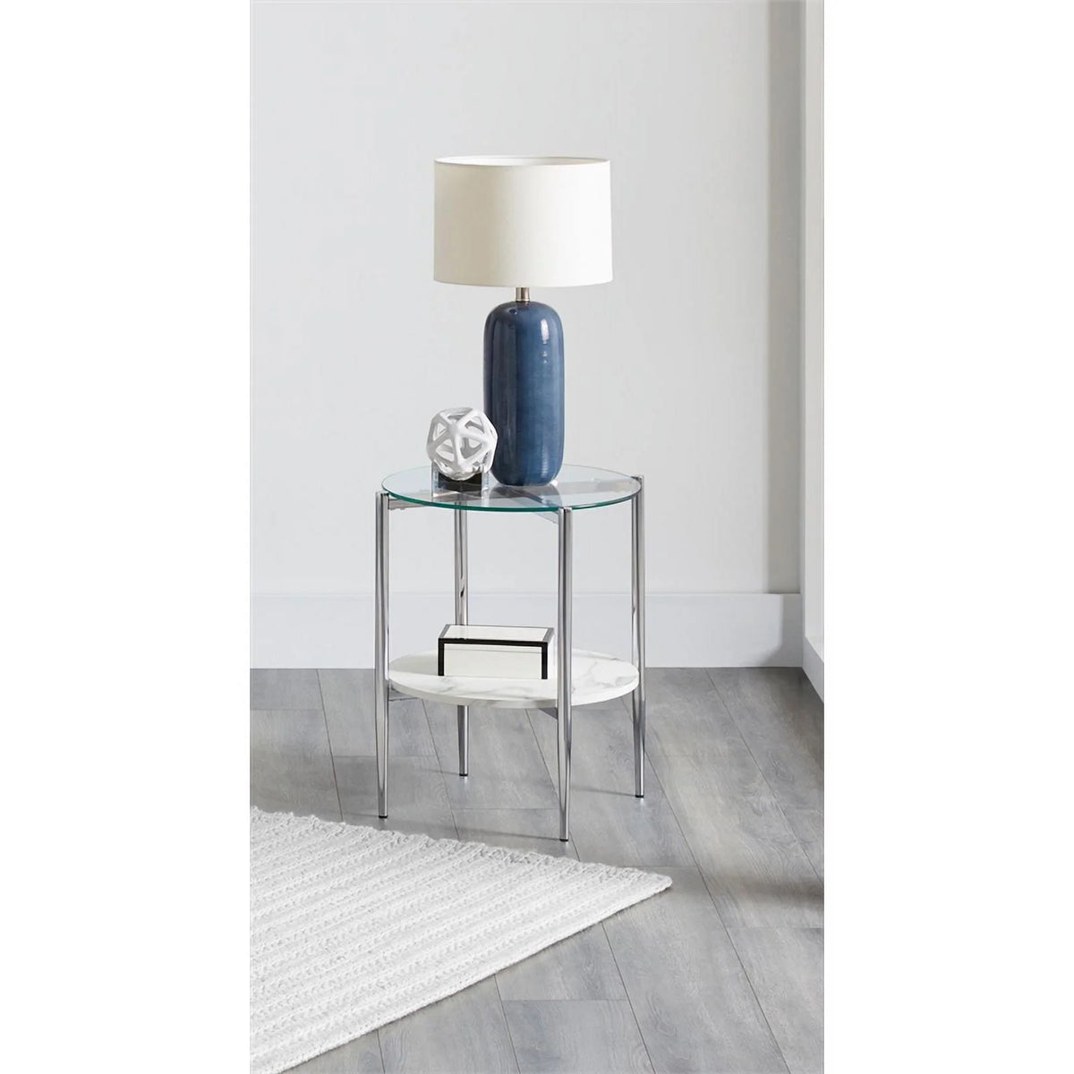 Round Glass Top End Table F81558