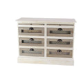 White 6 Drawer Mahogany Wood and Glass Chest Cabinet I9600