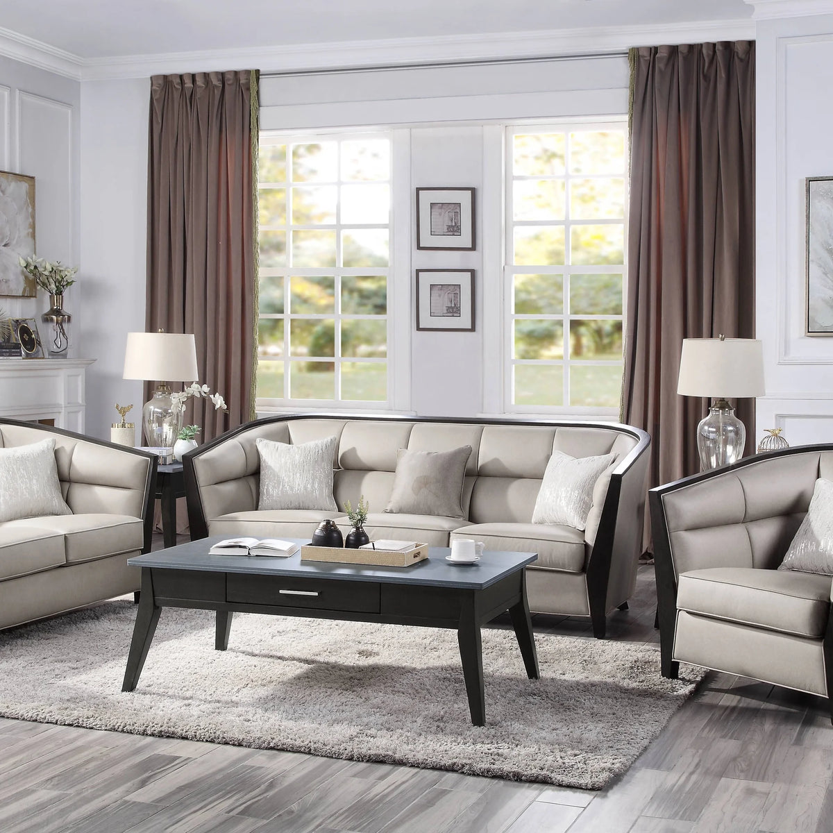 Beige Sofa with 3 Pillows J5969