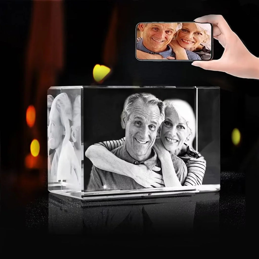 3D Engraved Crystal Photo Cube F137