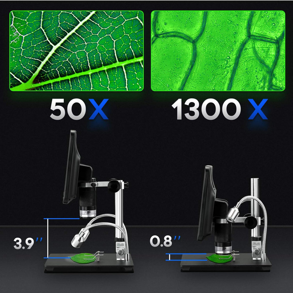8.5'' Digital Microscope 50X-1300X with 12MP Camera J309