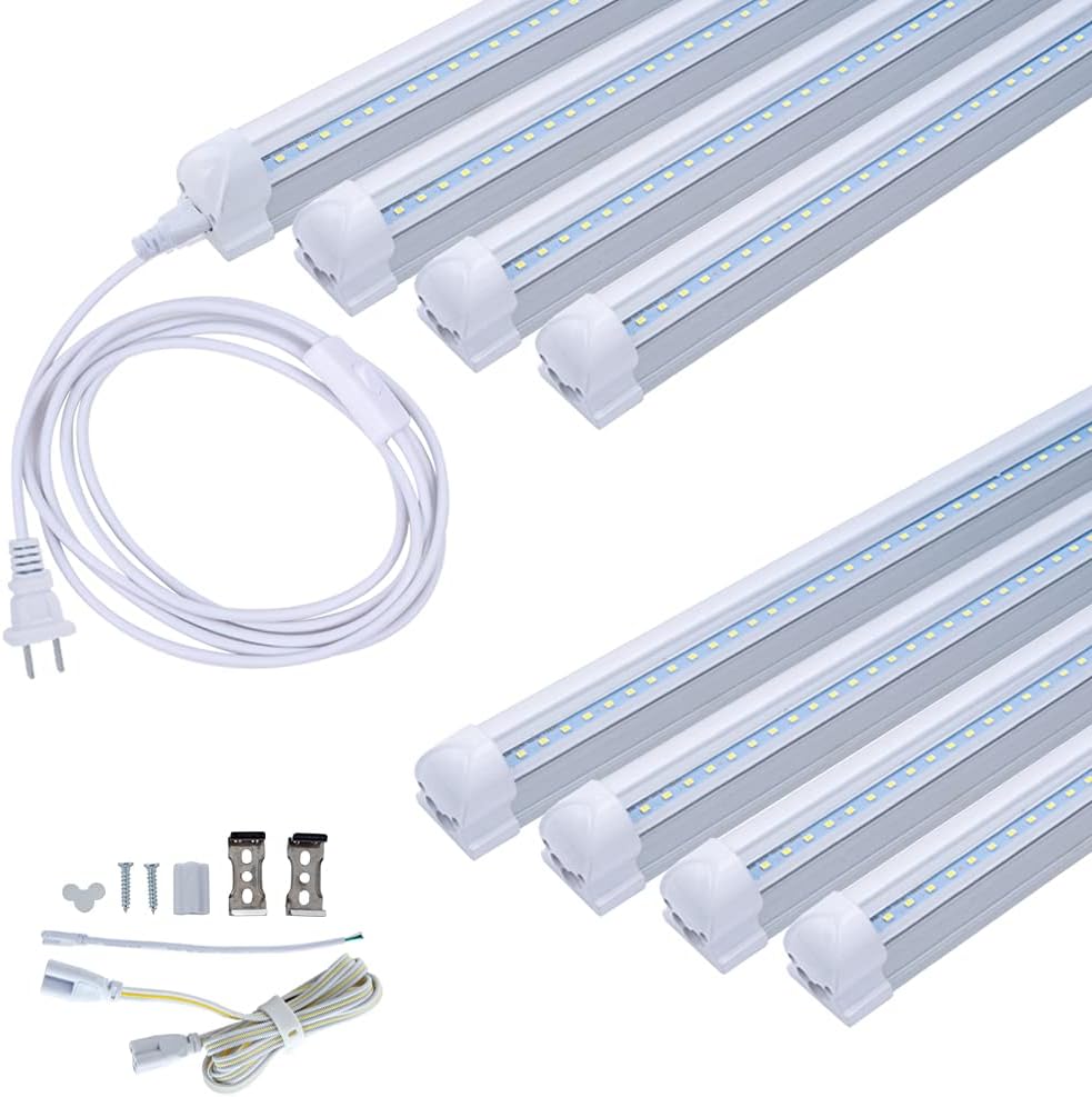 12 Pack 4FT LED Shop Light, 24W T8 Integrated Tube Light, 6000K Daylight White, Plug and Play N8744
