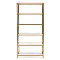 White Gold Metal and Wood 5-Shelf Bookcase O72705