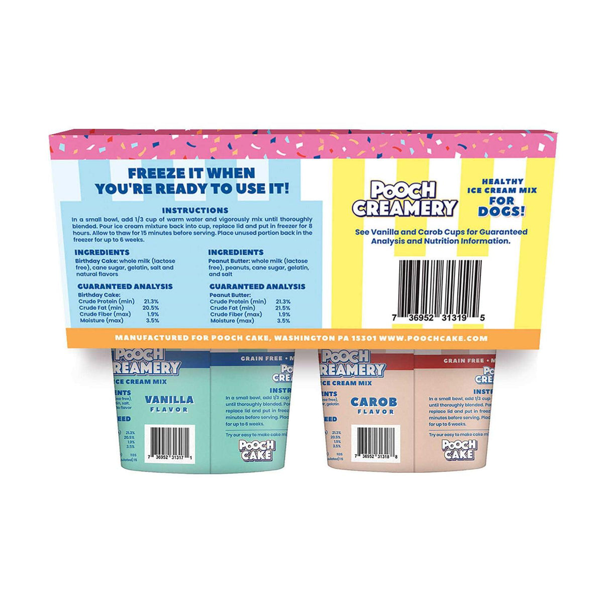 Peanut Butter Birthday Cake Ice Cream Mix Dog Treats E21054