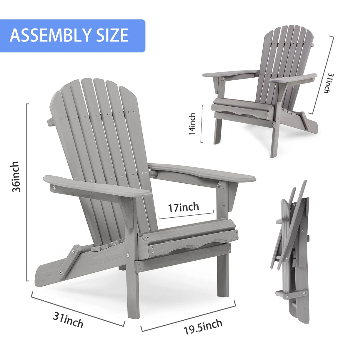 Folding Weather Resistant Adirondack Chair D596