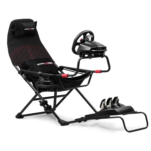 Black Foldable Adjustable Sim Racing Cockpit V43249