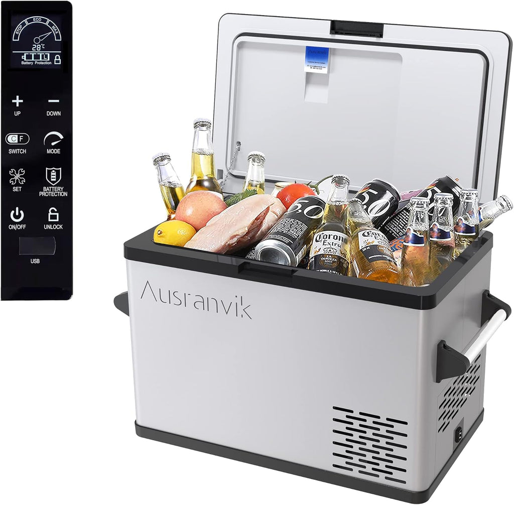 12V 37 Quart Car Electric Cooler With Freezer & Refrigerator Compartment P37820