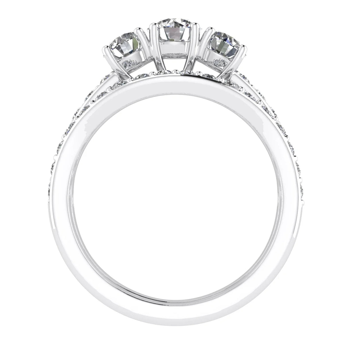 10k White Gold Diamond Three Stone Bridal Set P4385
