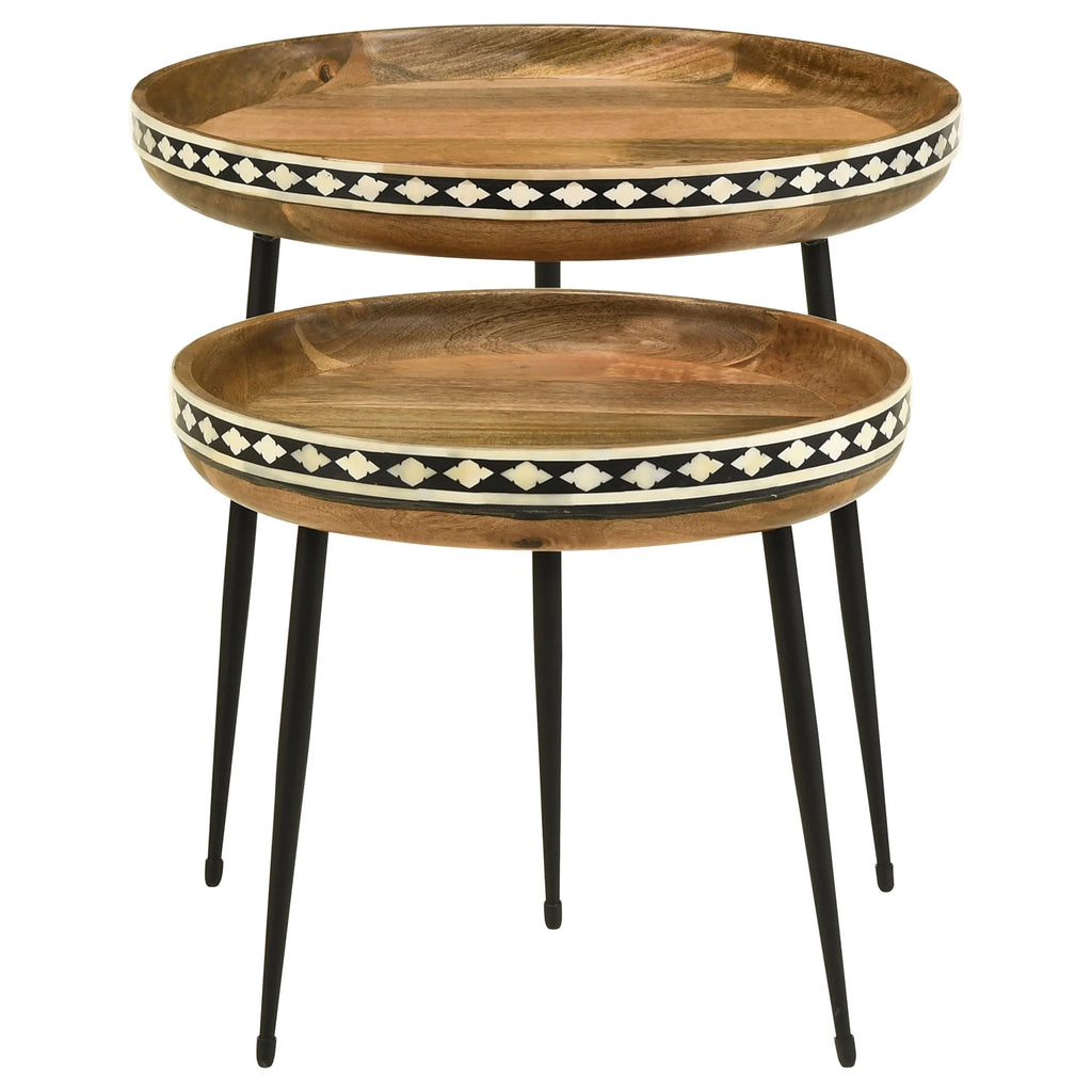 Wood Farmhouse Round Nesting Table W1816