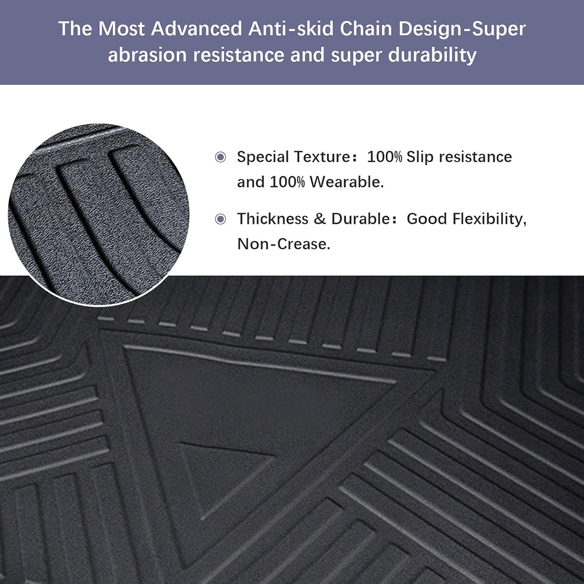 Black TPO All Weather Heavy Duty Waterproof Rear Cargo Tray Trunk Floor Mat Protector K845395