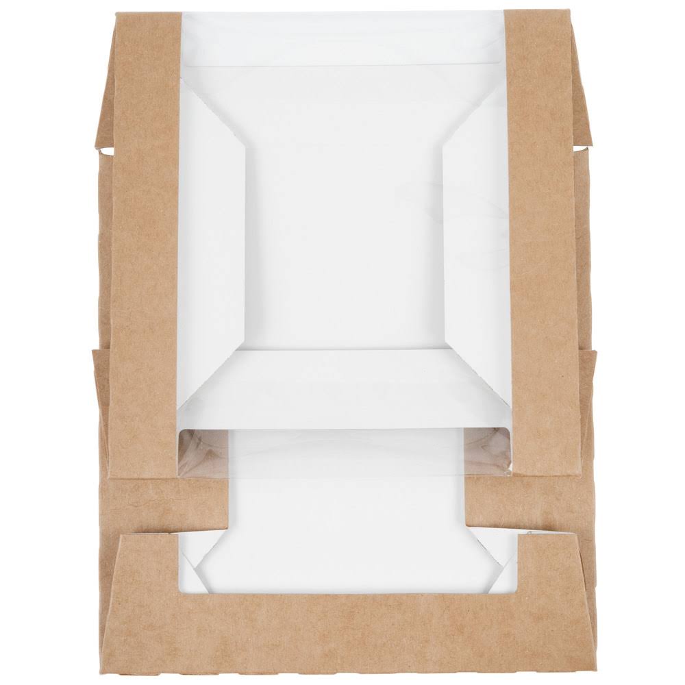 Kraft Auto-Popup Window Bakery Box with Grease-Resistant Interior - 100/Case K3200